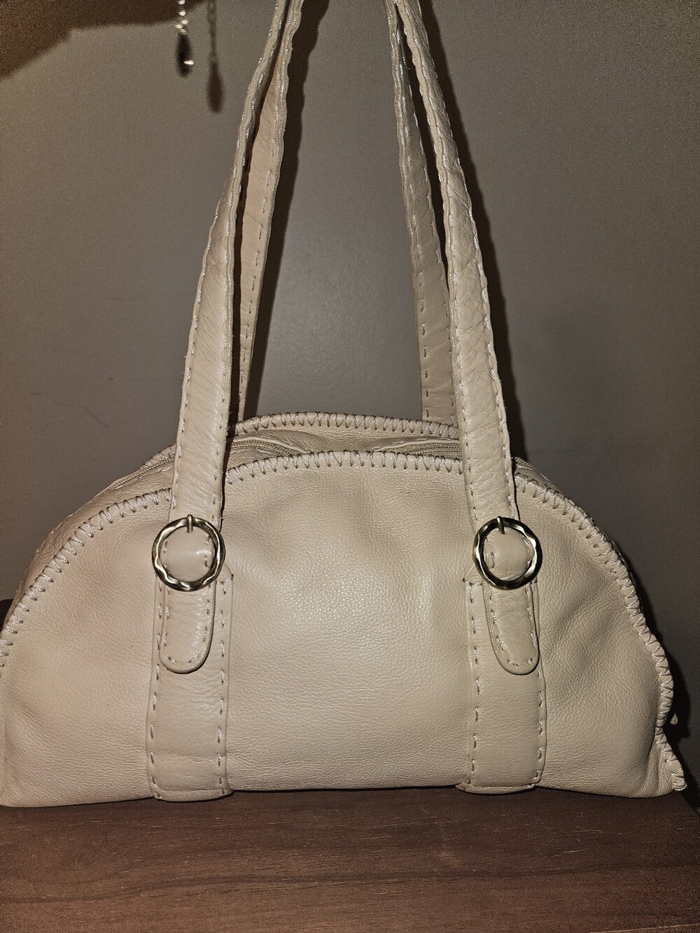 Donald J Pliner Creamy Leather Dome Shoulder Bag - Classic Women's Handbag